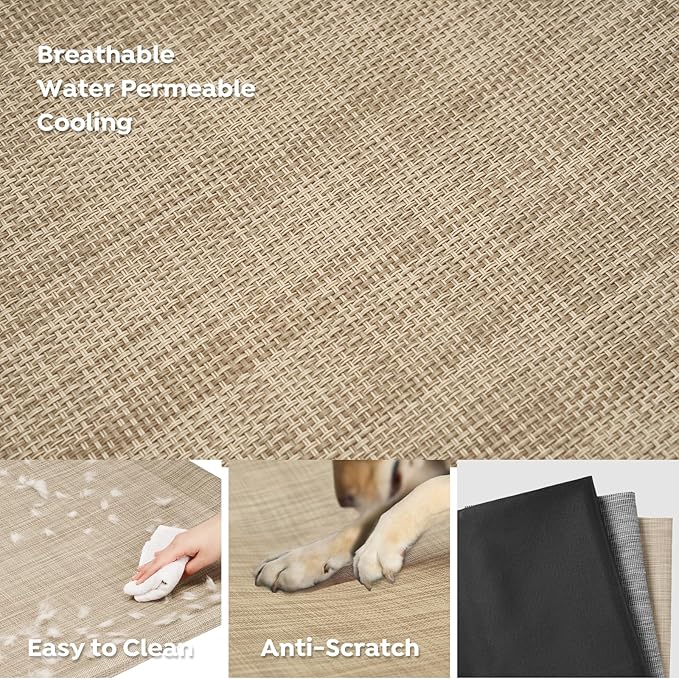 Veehoo Cooling Elevated Dog Bed, Raised Dog Beds for Large Dogs, Outdoor Dog Bed with Guardrail, Upgraded Non-Slip Feet, Breathable Teslin Mesh, Portable Camping Dog Cot, 41 x 27 Inches, Beige Coffee