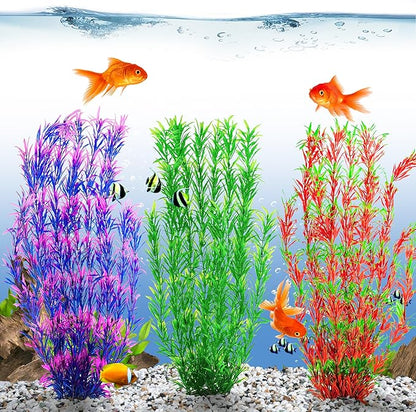 MyLifeUNIT Aquarium Plants, 21 Inches Tall Plastic Fish Tank Plants for Fish Tank Decorations and Aquarium Decor (Green)
