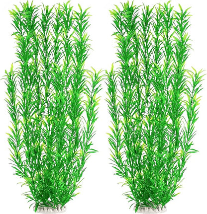 MyLifeUNIT Aquarium Plants, 21 Inches Tall Plastic Fish Tank Plants for Fish Tank Decorations and Aquarium Decor (Green)