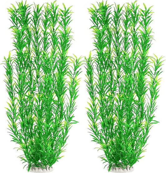 MyLifeUNIT Aquarium Plants, 21 Inches Tall Plastic Fish Tank Plants for Fish Tank Decorations and Aquarium Decor (Green)