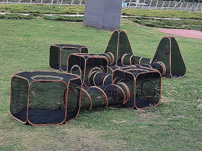 6 in 1 Pet Cat and Dog Tunnel Tent Foldable Pet Tent Outdoor Pop Up Pet Playpen Cage Fences House (Styles 1)