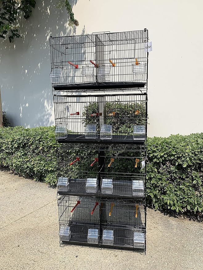 Seny Lot of 4 Stackable Breeding Bird Cage for Canary Finch Small Birds (Black)