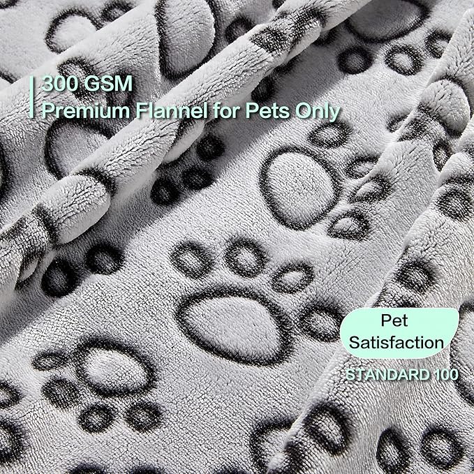 Stuffed Premium Soft Dog Blanket, with Flannel Grey Cute Paw Print, 24 * 32 inches, Cat Blanket Puppy Pads Supplies Dog Products Stuff Essentials