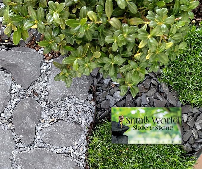 Natural Slate Stone 1 to 3 Inches - USA Sourced and Packaged for Aquascaping Aquariums, Terrariums, Paludariums, Reptile Enclosures, Wargaming, Models, Mosaic Art, Miniature Fairy Gardens (2lbs Grey)