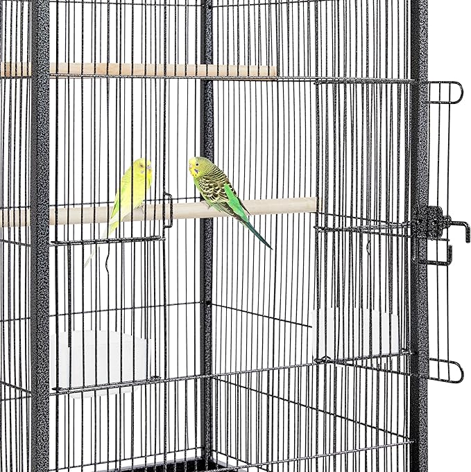 Yaheetech 40 Inch Wrought Iron Bird Cage Open-Top Parrot Cage with Rolling Stand for Parakeets Cockatiels Budgies Parrotlets Lovebirds Canary Small-Sized Birds Parrots