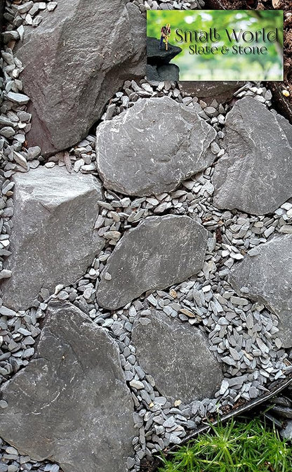 Natural Slate Stone 1 to 3 Inches - USA Sourced and Packaged for Aquascaping Aquariums, Terrariums, Paludariums, Reptile Enclosures, Wargaming, Models, Mosaic Art, Miniature Fairy Gardens (2lbs Grey)