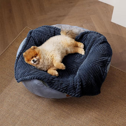 Bedsure Dog Blanket for Small Dogs Washable - Soft Fluffy Puppy Blanket with Premium 300GSM Coral Fleece, Cozy Calming Cat Blankets for Indoor Cats, Fuzzy Pet Blanket for Kitten Doggy, Navy, 25x35IN