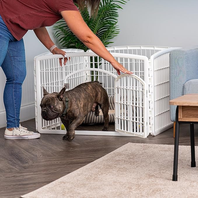 IRIS USA Puppy Playpen Dog Playpen Fence Enclosure with Dog Gate Door - Indoor Pet Playpen - 4 or 8 Panel