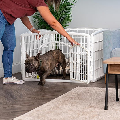 IRIS USA Puppy Playpen Dog Playpen Fence Enclosure with Dog Gate Door - Indoor Pet Playpen - 4 or 8 Panel